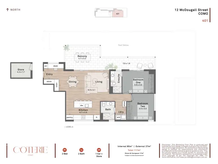 Floorplan of Homely apartment listing, 401/12 McDougall Street, Como WA 6152