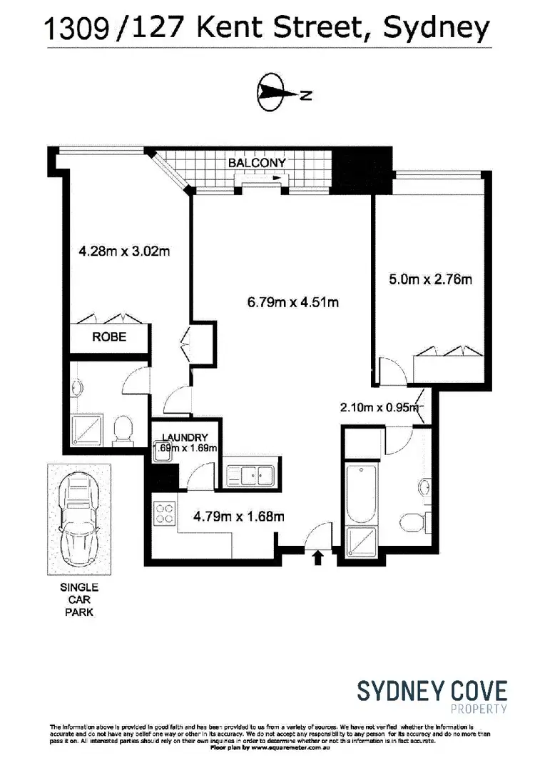 Floorplan of Homely apartment listing, 1309/127 Kent Street, Sydney NSW 2000