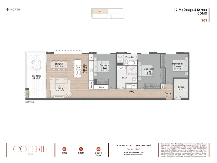 Floorplan of Homely apartment listing, 303/12 McDougall Street, Como WA 6152