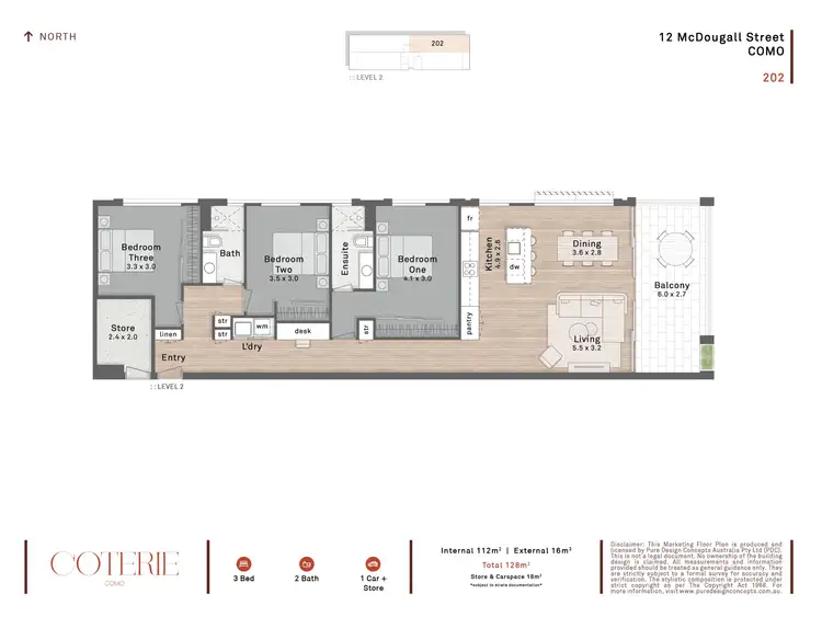 Floorplan of Homely apartment listing, 202/12 McDougall Street, Como WA 6152