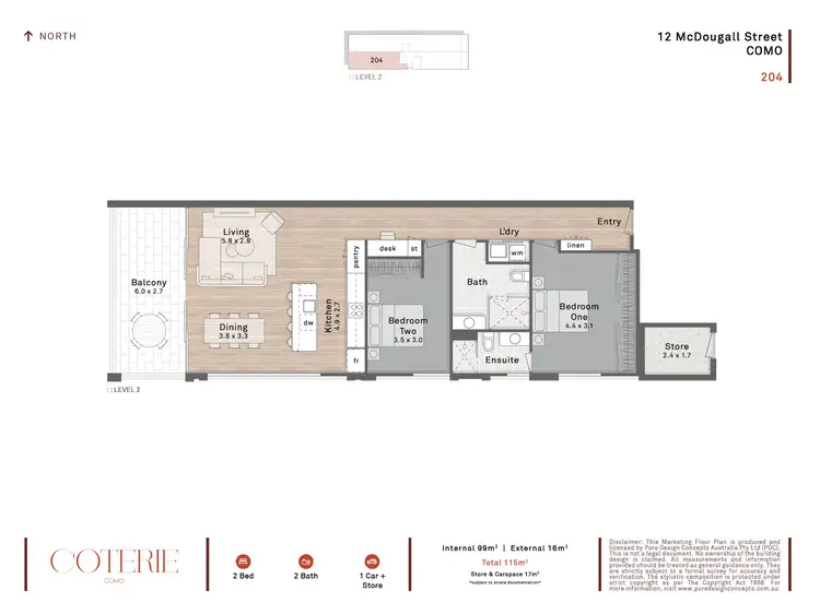 Floorplan of Homely apartment listing, 204/12 McDougall Street, Como WA 6152