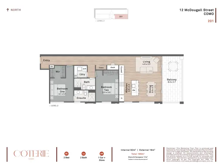 Floorplan of Homely apartment listing, 201/12 McDougall Street, Como WA 6152