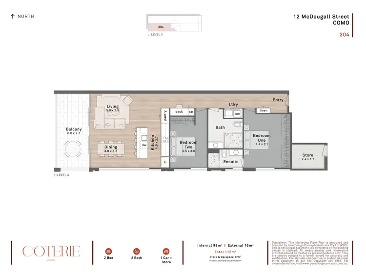 Floorplan of Homely apartment listing, 304/12 McDougall Street, Como WA 6152