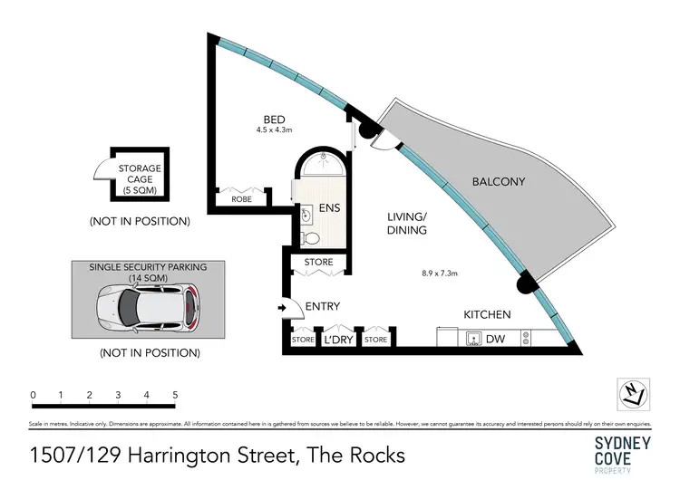 Floorplan of Homely apartment listing, 1507/129 Harrington Street, Sydney NSW 2000