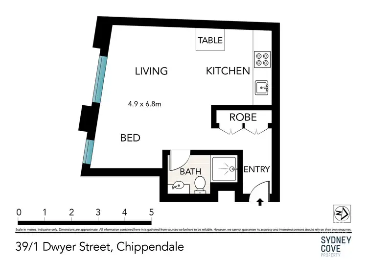 Floorplan of Homely studio listing, 39/1 Dwyer Street, Chippendale NSW 2008