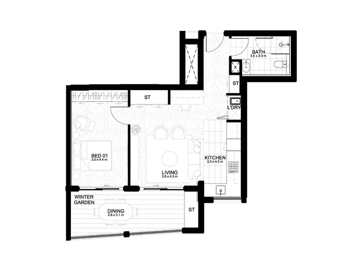 Floorplan of Homely apartment listing, 406/469-471 Canning Hwy, Como WA 6152