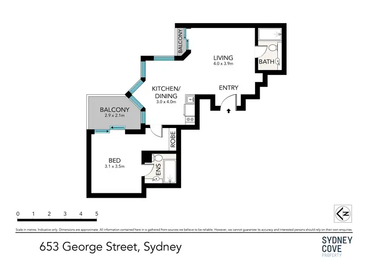 Floorplan of Homely apartment listing, 501/653 George Street, Sydney NSW 2000