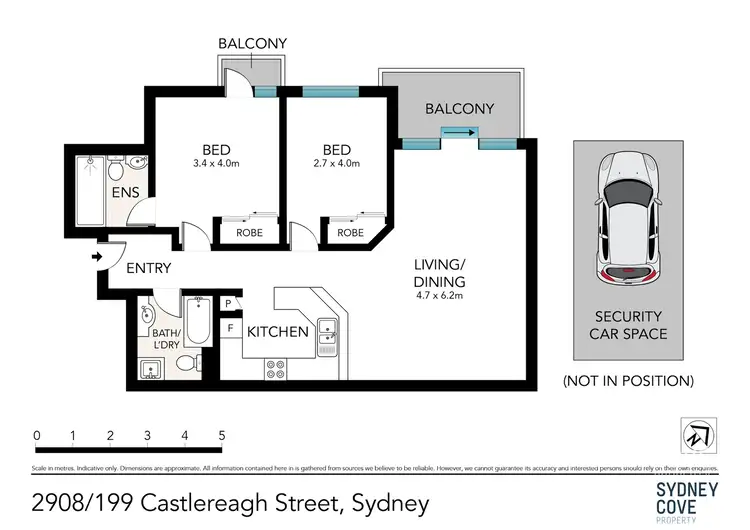 Floorplan of Homely apartment listing, 2908/199 Castlereagh Street, Sydney NSW 2000