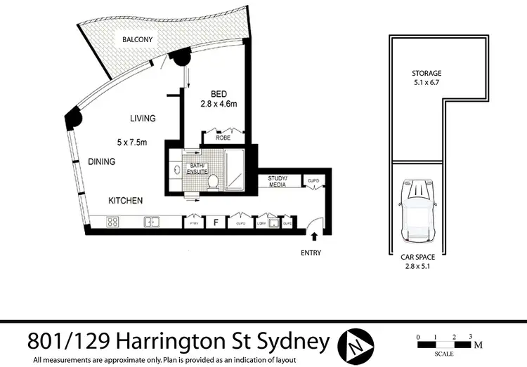 Floorplan of Homely apartment listing, 801/129 Harrington Street, Sydney NSW 2000