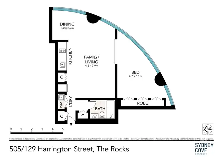 Floorplan of Homely apartment listing, 505/129 Harrington Street, Sydney NSW 2000