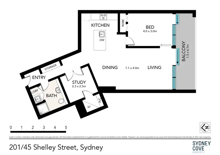 Floorplan of Homely apartment listing, 201/45 Shelley Street, Sydney NSW 2000