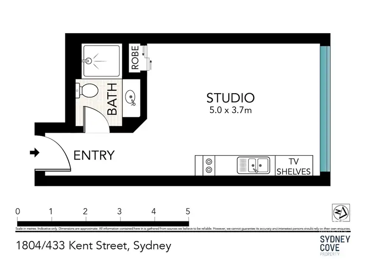 Floorplan of Homely studio listing, 1804/433 Kent Street, Sydney NSW 2000