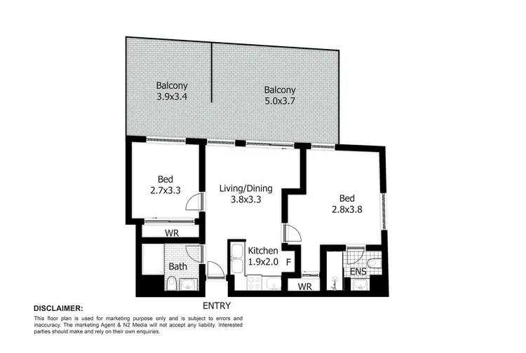 Floorplan of Homely apartment listing, 1306/653 George Street, Sydney NSW 2000