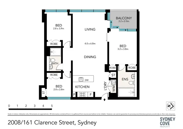 Floorplan of Homely apartment listing, 2008/161 Clarence Street, Sydney NSW 2000