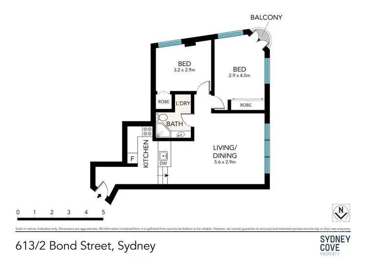 Floorplan of Homely apartment listing, 613/2 Bond St, Sydney NSW 2000