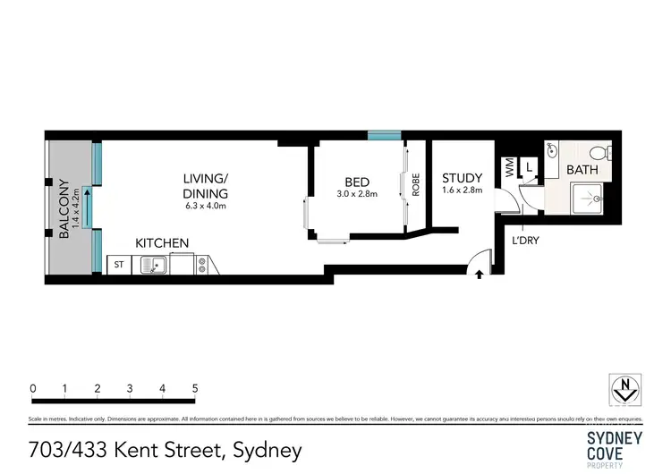 Floorplan of Homely apartment listing, 703/433 Kent Street, Sydney NSW 2000