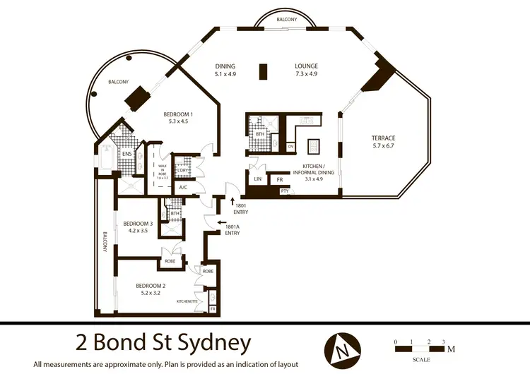 Floorplan of Homely apartment listing, 1801/2 Bond Street, Sydney NSW 2000