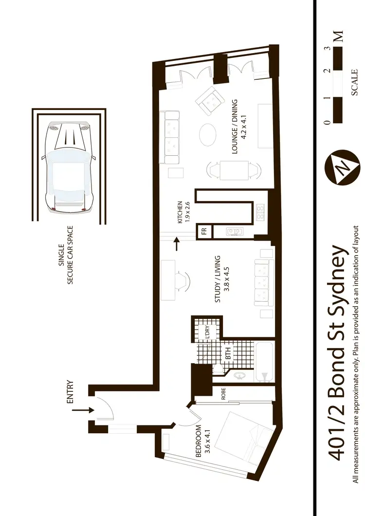 Floorplan of Homely apartment listing, 2 Bond St, Sydney NSW 2000