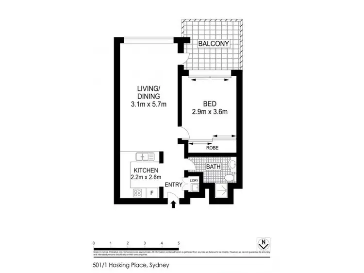 Floorplan of Homely serviced apartment listing, 501/1-3 Hosking Place, Sydney NSW 2000