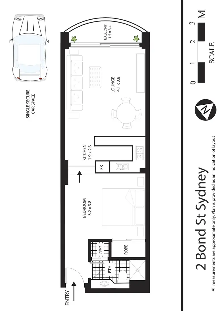 Floorplan of Homely studio listing, 2 Bond Street, Sydney NSW 2000