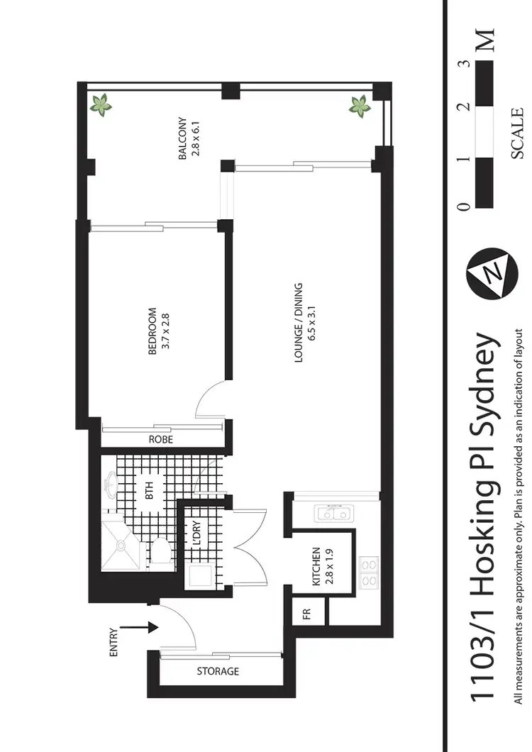 Floorplan of Homely apartment listing, 1103/1 Hosking Place, Sydney NSW 2000