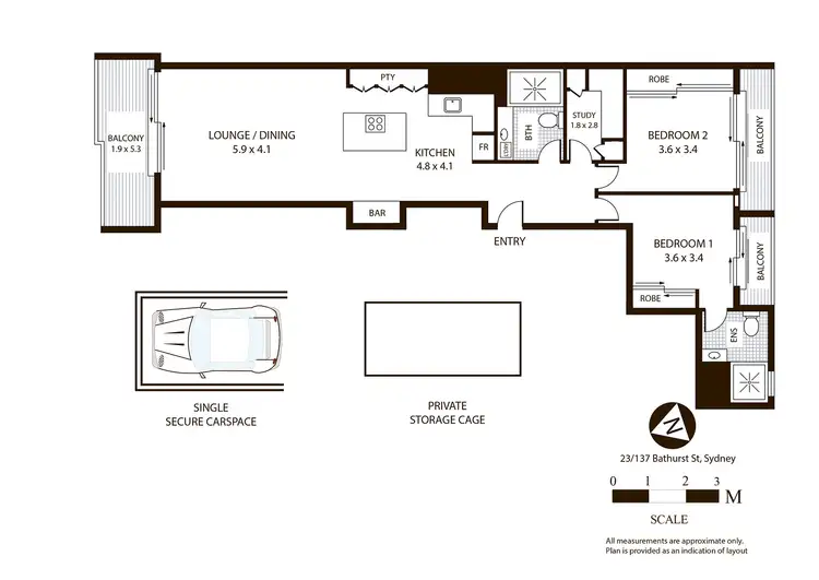 Floorplan of Homely apartment listing, 23/137 Bathurst Street, Sydney NSW 2000