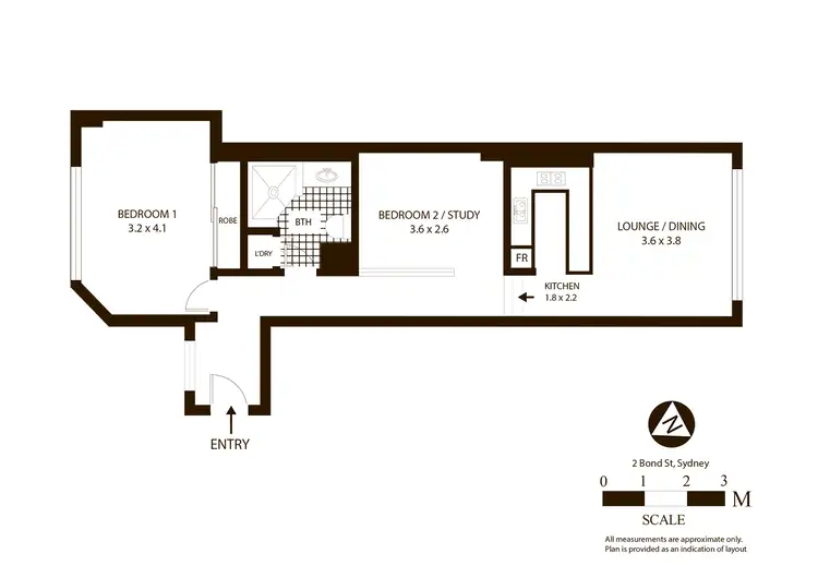 Floorplan of Homely apartment listing, 118/2 Bond Street, Sydney NSW 2000