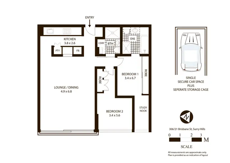 Floorplan of Homely apartment listing, 306/21 Brisbane Street, Surry Hills NSW 2010