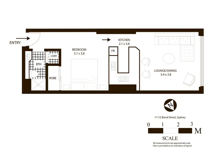 Floorplan of Homely studio listing, 111/2 Bond Street, Sydney NSW 2000