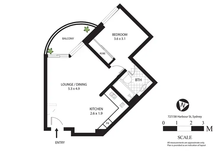 Floorplan of Homely apartment listing, 727/38 Harbour Street, Sydney NSW 2000