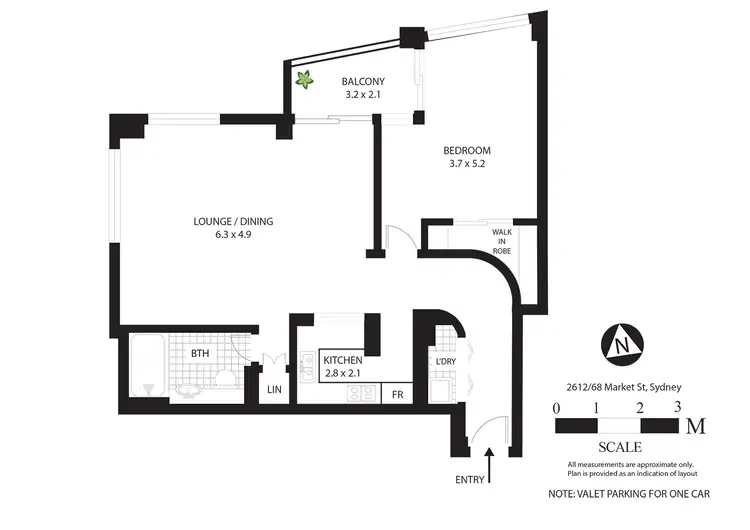 Floorplan of Homely apartment listing, 2612/68 Market Street, Sydney NSW 2000