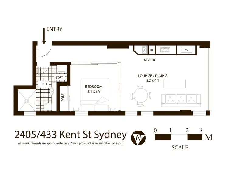 Floorplan of Homely apartment listing, 2405/433 Kent Street, Sydney NSW 2000