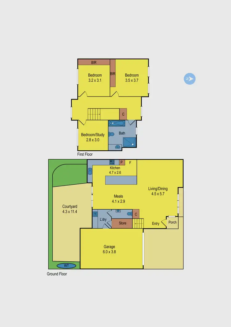 Floorplan of Homely townhouse listing, 1/57b Bent Street, Moonee Ponds VIC 3039
