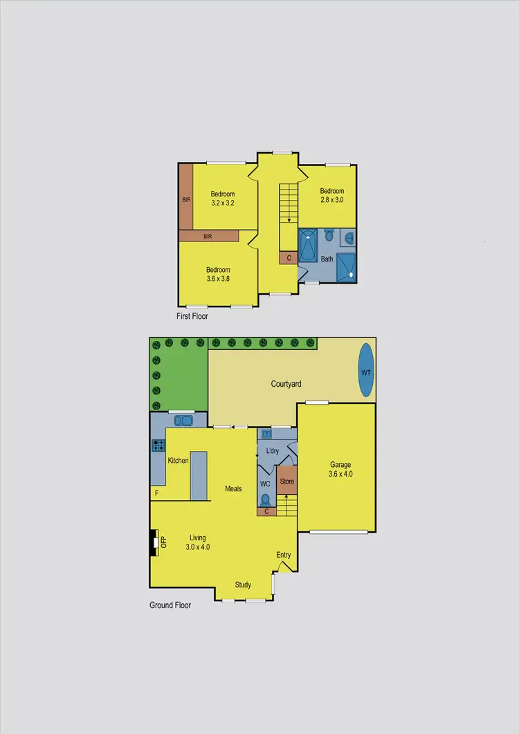 Floorplan of Homely townhouse listing, 2/57b Bent Street, Moonee Ponds VIC 3039