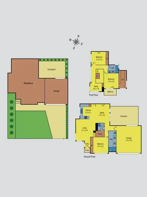 Floorplan of Homely townhouse listing, 1/22 Lex Grove, Oak Park VIC 3046