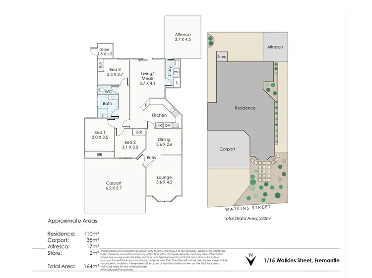 Floorplan of Homely villa listing, 1/15 Watkins Street, Fremantle WA 6160