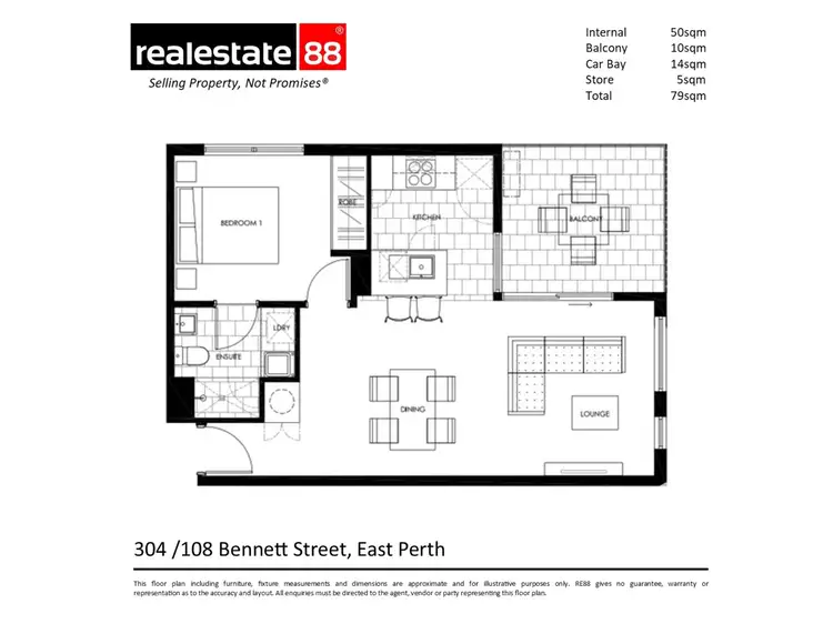 Floorplan of Homely apartment listing, 304/108 Bennett Street, East Perth WA 6004