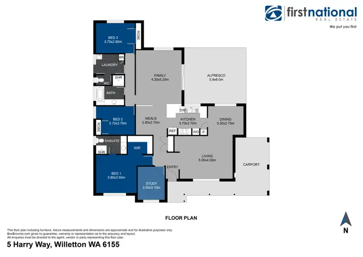 Floorplan of Homely house listing, 5 Harry Way, Willetton WA 6155