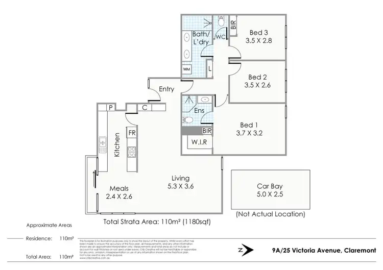 Floorplan of Homely apartment listing, 9A/25 Victoria Avenue, Claremont WA 6010