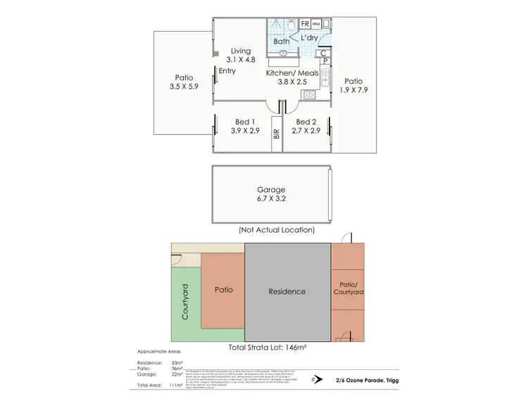 Floorplan of Homely unit listing, 2/6 Ozone Parade, Trigg WA 6029