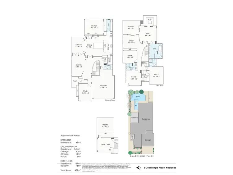 Floorplan of Homely house listing, 3 Quadrangle Place, Nedlands WA 6009