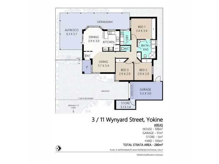Floorplan of Homely villa listing, 3/11 Wynyard Street, Yokine WA 6060