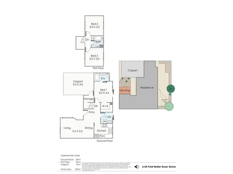 Floorplan of Homely townhouse listing, 2/24 Point Walter Road, Bicton WA 6157
