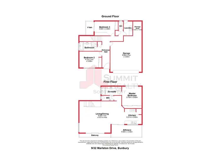 Floorplan of Homely townhouse listing, 9/32 Marlston Drive, Bunbury WA 6230