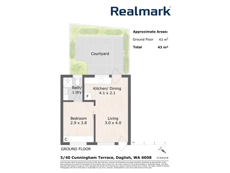 Floorplan of Homely apartment listing, 3/40 Cunningham Terrace, Daglish WA 6008