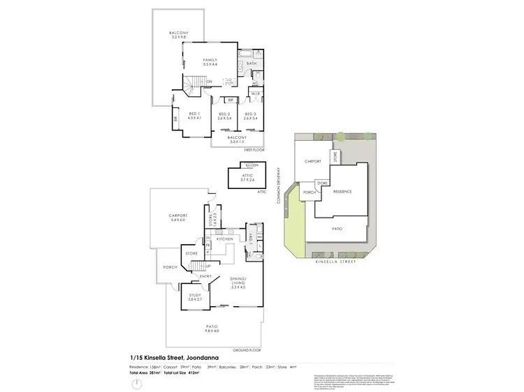 Floorplan of Homely townhouse listing, 1/15 Kinsella Street, Joondanna WA 6060