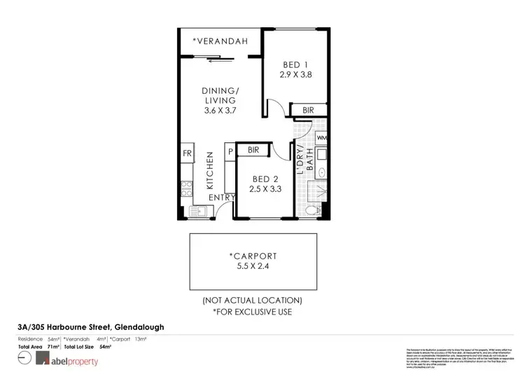 Floorplan of Homely unit listing, 3A/305 Harborne Street, Glendalough WA 6016