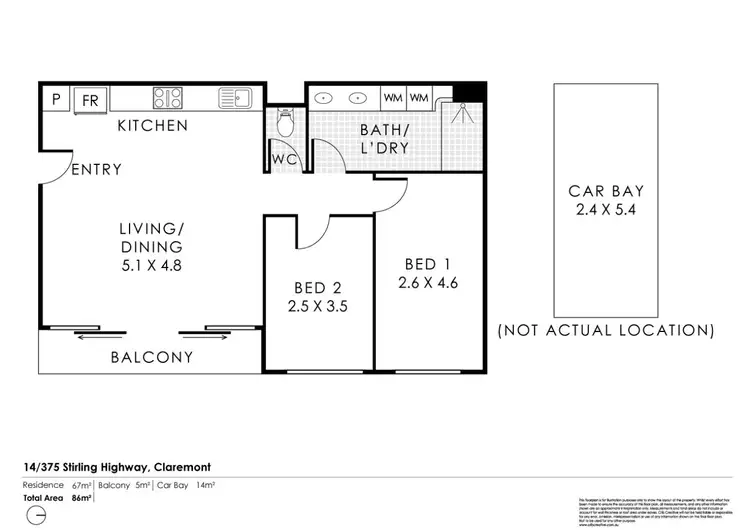 Floorplan of Homely apartment listing, 14/375 Stirling Highway, Claremont WA 6010