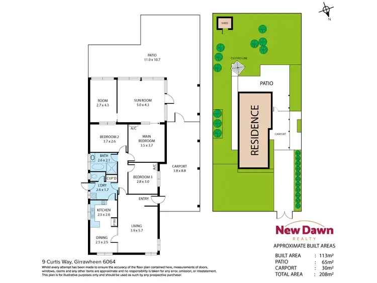 Floorplan of Homely house listing, 9 Curtis Way, Girrawheen WA 6064