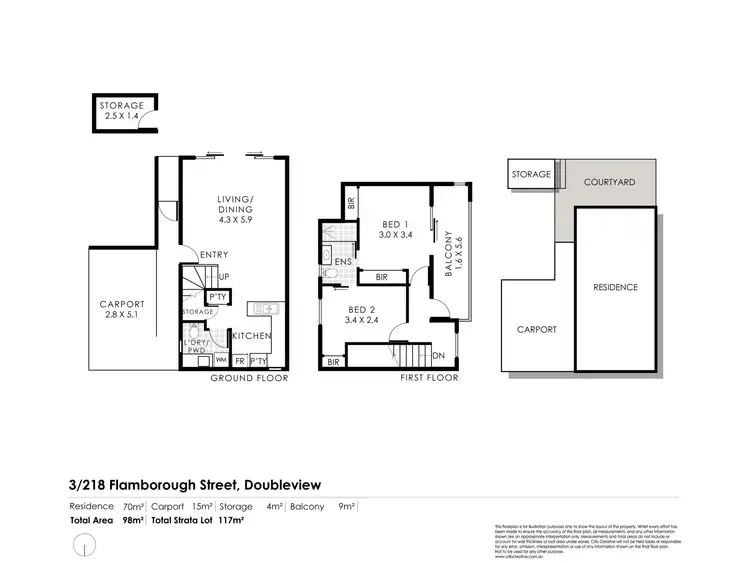 Floorplan of Homely townhouse listing, 3/218 Flamborough Street, Doubleview WA 6018